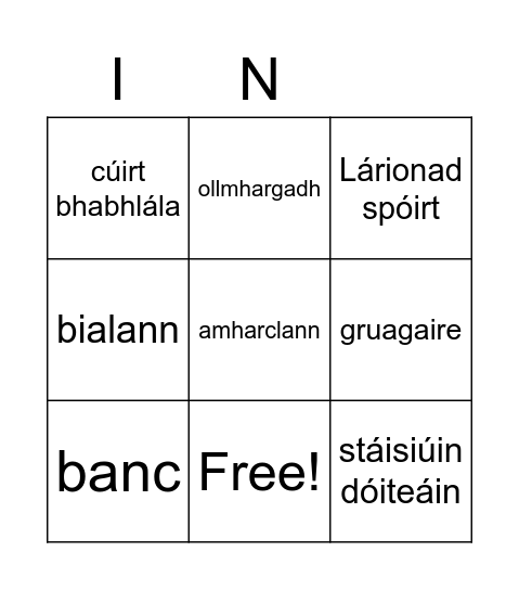 Aíseanna Bingo Card