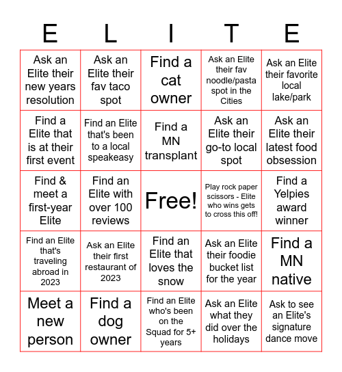 ELITE BINGO! Bingo Card