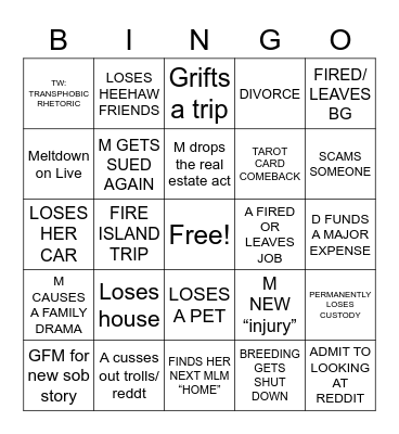 2023 SHITSHOW BINGO Card