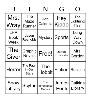 LHP BOOK WEEK Bingo Card