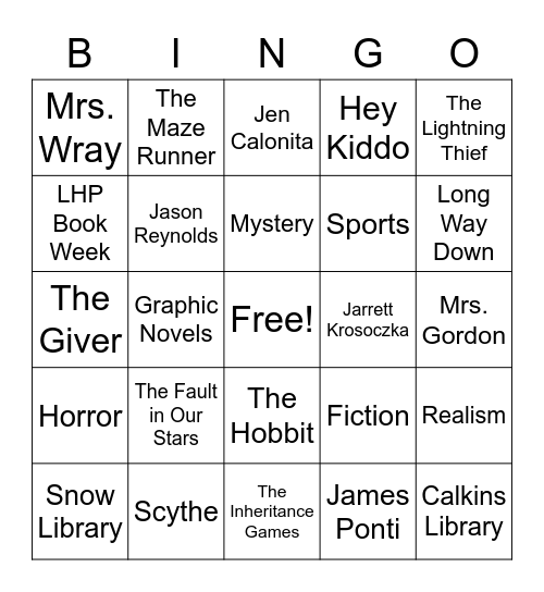 LHP BOOK WEEK Bingo Card