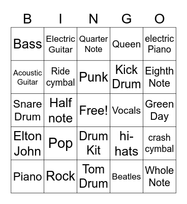 School of Rock-Rookies Bingo Card