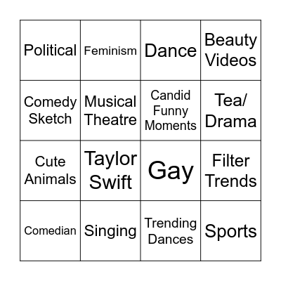 FYP Bingo Card