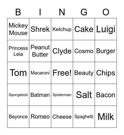 Famous Duos Bingo Card