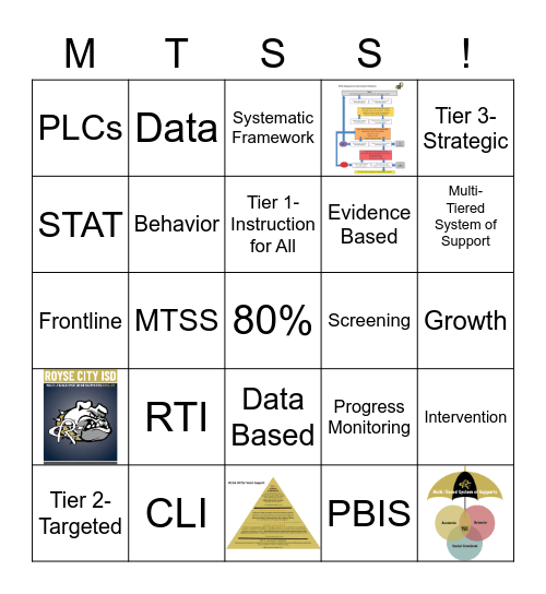 MTSS Presentation Bingo Card