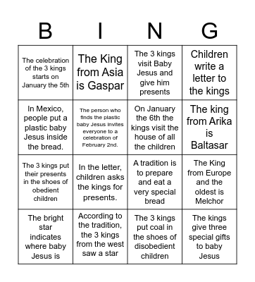 El Día de Reyes Bingo Card