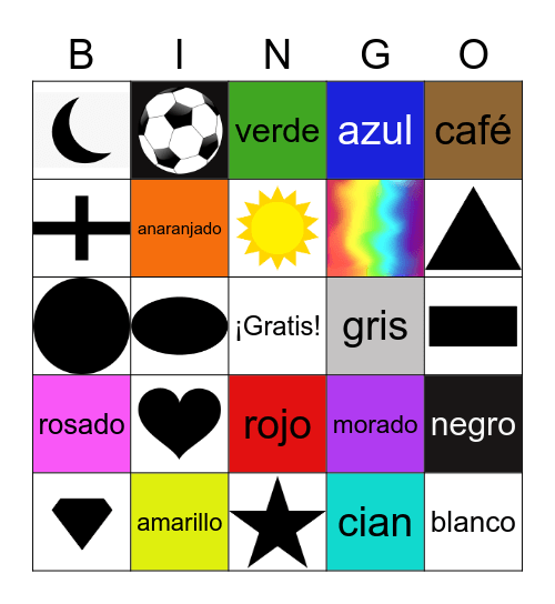 Los Colores y Las Formas Bingo Card