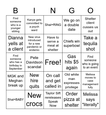 2023 Mental Breakdown Bingo Card