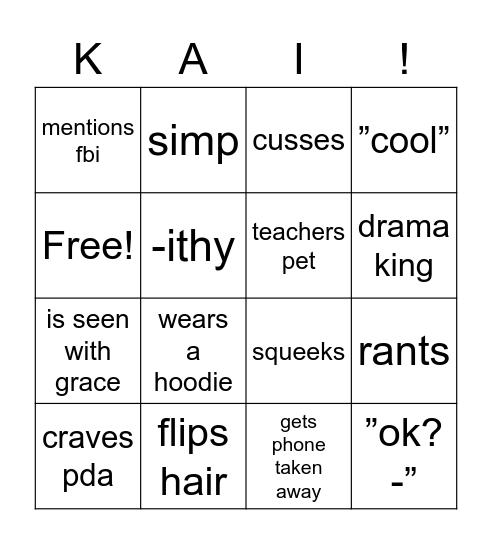 kai bingo Card