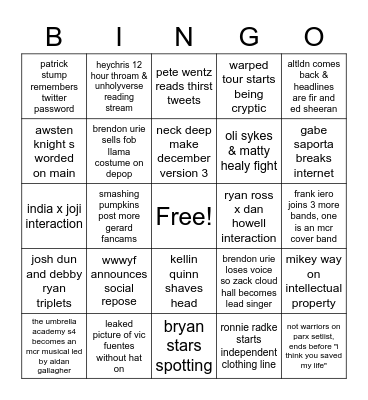 2023 BANDOM BINGO Card