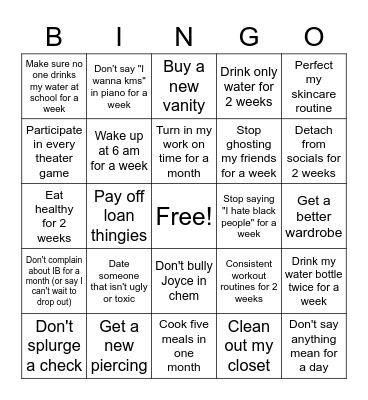 2023 Resolutions!!! Bingo Card