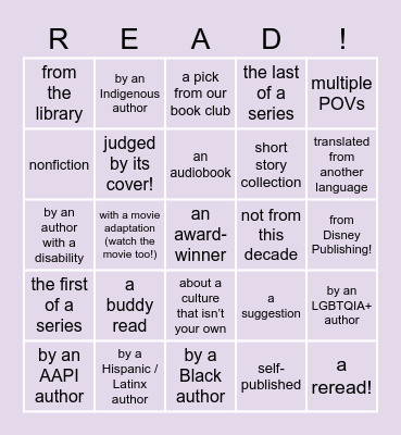Book Bingo 2023 Bingo Card