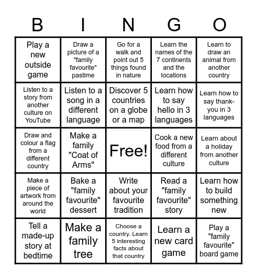 Celebrate Your Heritage Bingo Card