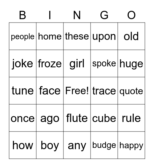 U3 W4 Bingo Card