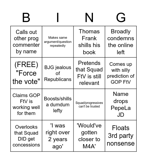 LAST HURRAH FTV BINGO BABY!!! Bingo Card