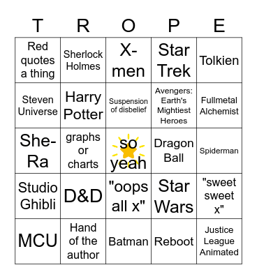 OSP Trope Talks Bingo Card