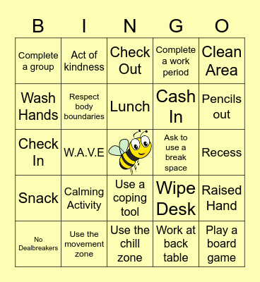 Bee's Bingo Card