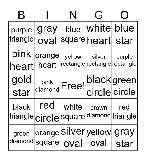 Colors and Shapes Bingo Card