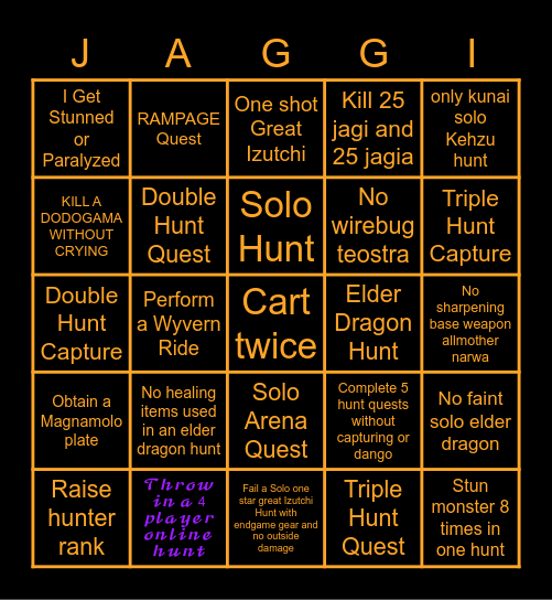 MONSTER HUNTER BINGO Card