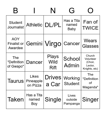 Find one unique person and let them write their name and sign! NO REPETITIONS!!! Bingo Card