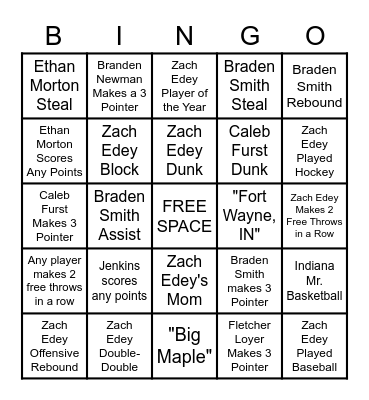 Purdue Basketball Bingo 2022 Bingo Card