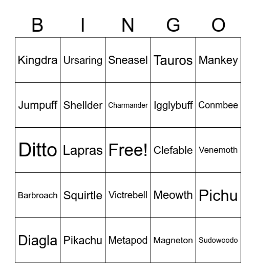 Which Pokemon Do You Know? Try This. Bingo Card