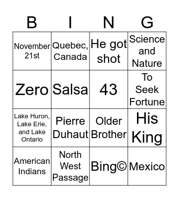 Robert De La Salle Bingo Card