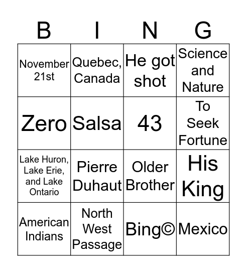 Robert De La Salle Bingo Card