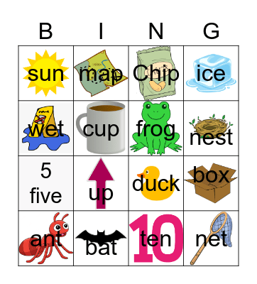 Short Vowel Bingo Card