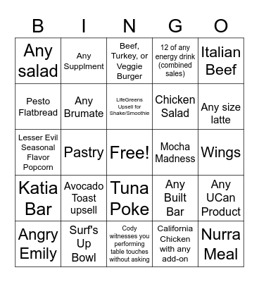 LifeCafe Bingo Card