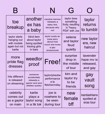 Gaylor Bingo 2023 Bingo Card