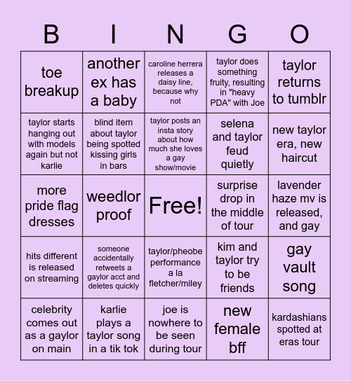 Gaylor Bingo 2023 Bingo Card