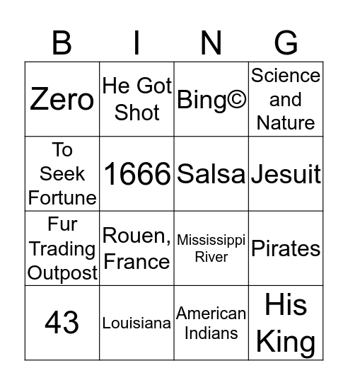 Robert De La Salle Bingo Card