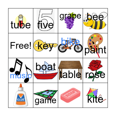 Long Vowel Bingo Card