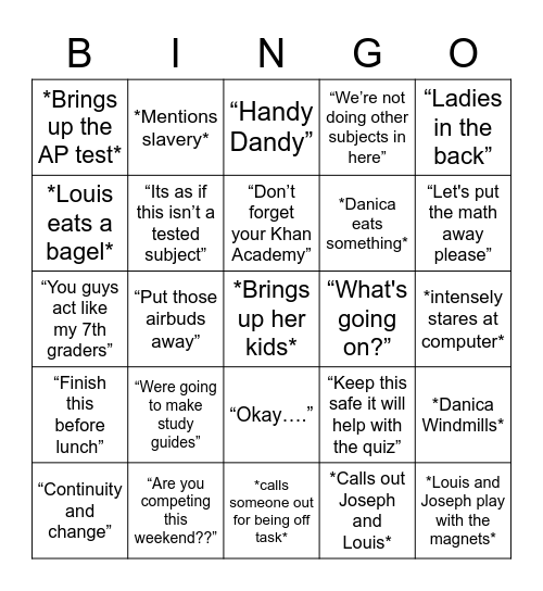 Untitled Bingo Card Untitled bingo card