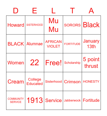 Founders Day: Game Night Bingo Card