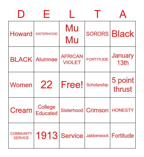 Founders Day: Game Night Bingo Card