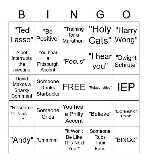 LSM Bingo Card