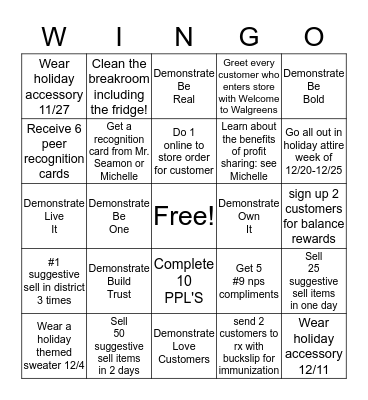 WINGO CONTEST FOR DECEMBER Bingo Card