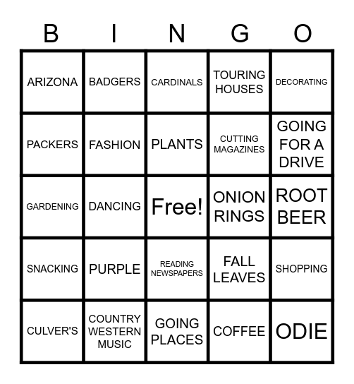 GG BINGO Card