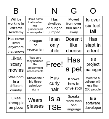 Diversity Bingo Card