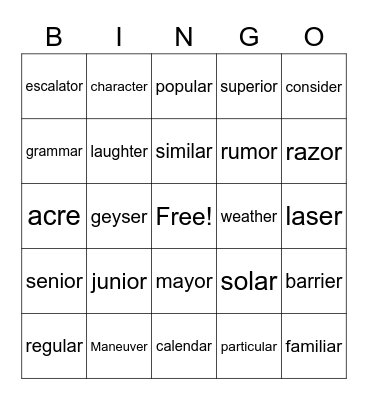 Untitled Bingo Card