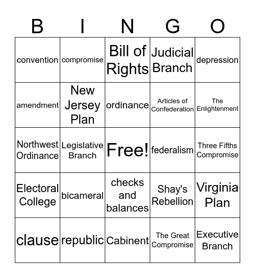 Ch 7 Vocabulary Bingo Card