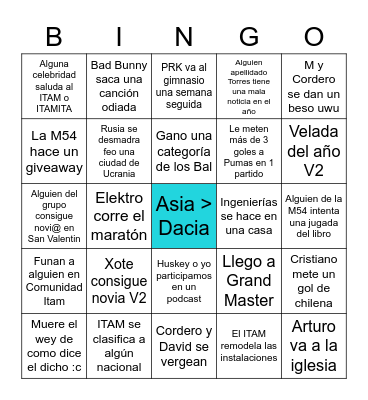 Bingoteo 2023 Bingo Card