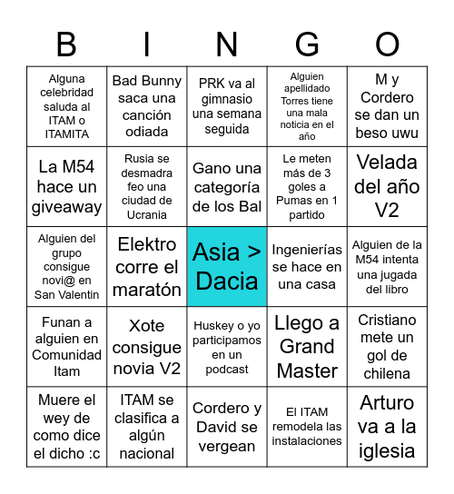 Bingoteo 2023 Bingo Card