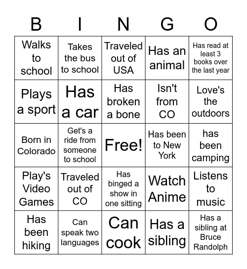 Untitled Bingo Card