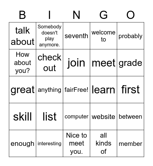 Untitled Bingo Card