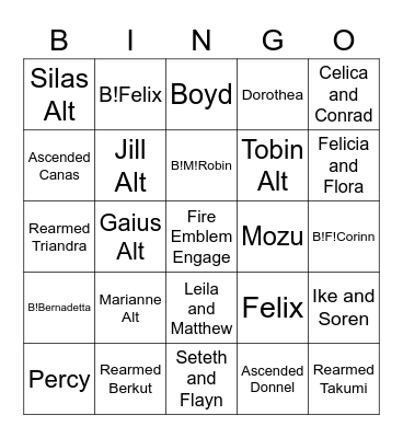 FEH 2023 Predictions/Needs/Wants Bingo Card