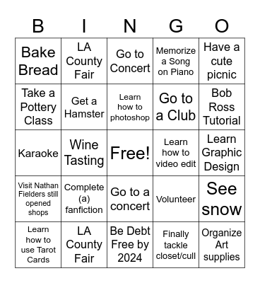 2023 Adventure Bingo Card
