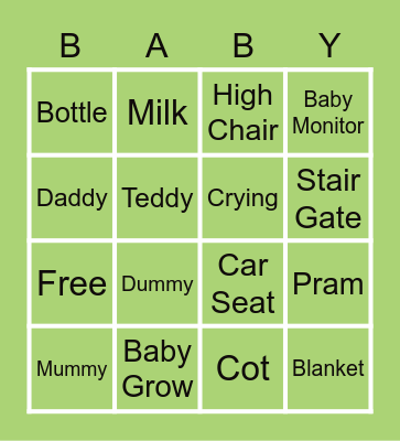 Baby Bingo Card
